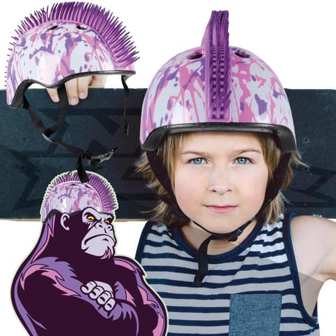 ⁨KASK ROWEROWY DZIECIĘCY REGULOWANY NO FEAR MOHAWK R.(48-52CM) WHITE/PURPLE⁩ w sklepie Wasserman.eu