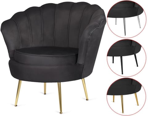 ⁨Krzesło Fotel Muszla Lugano DONNA VELVET BLACK⁩ w sklepie Wasserman.eu