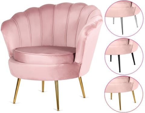 ⁨Krzesło Fotel Muszla Lugano DONNA VELVET PINK⁩ w sklepie Wasserman.eu