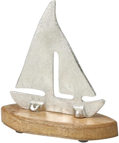 ⁨ŁÓDKA NA PODSTAWIE 15X5X17CM SREBRNA⁩ w sklepie Wasserman.eu