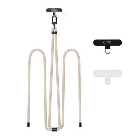 ⁨Smycz zawieszka do smartfona z regulowanym sznurkiem - beżowa⁩ w sklepie Wasserman.eu