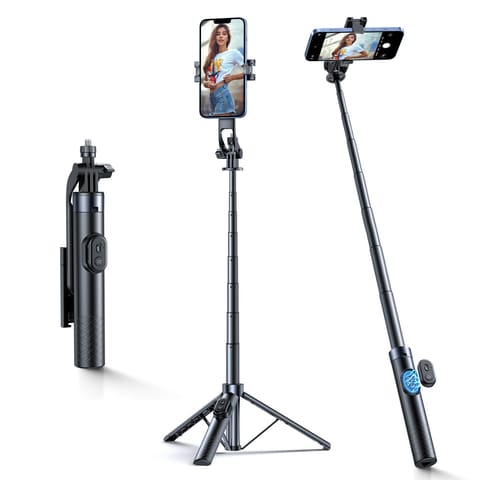 ⁨Selfie stick kijek z uchwytem do smartfona teleskopowy tripod 1.7m - czarny⁩ w sklepie Wasserman.eu