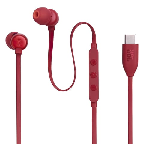 ⁨Słuchawki dokanałowe przewodowe USB-C JBL Tune 310C - czerwone⁩ w sklepie Wasserman.eu