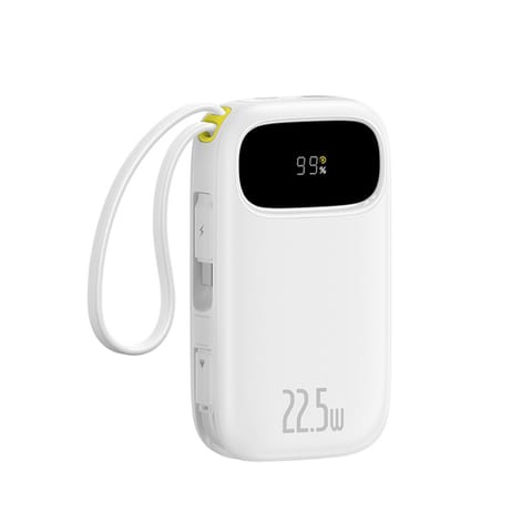 ⁨Powerbank 20000mAh z wyświetlaczem wbudowanymi kablami EnerFill FC31 22.5W - biały⁩ w sklepie Wasserman.eu