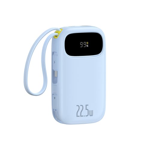 ⁨Powerbank 20000mAh z wyświetlaczem wbudowanymi kablami EnerFill FC31 22.5W - niebieski⁩ w sklepie Wasserman.eu