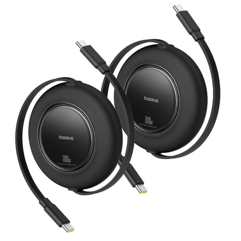 ⁨Kabel przewód zwijany USB-C 100W 2m czarny - 2 szt.⁩ w sklepie Wasserman.eu