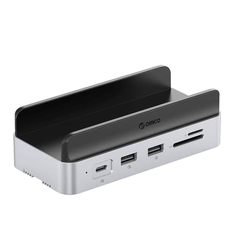 ⁨Stacja dokująca 10w1 do Mac mini M.2 USB-C USB-A HDMI RJ45 SD/TF - srebrna⁩ w sklepie Wasserman.eu