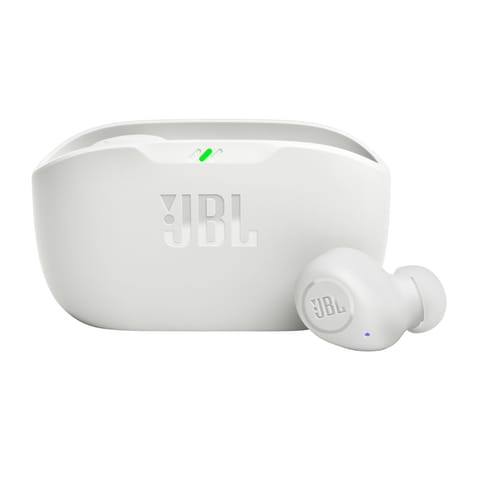 ⁨Słuchawki bezprzewodowe dokanałowe JBL Wave Buds - białe⁩ w sklepie Wasserman.eu