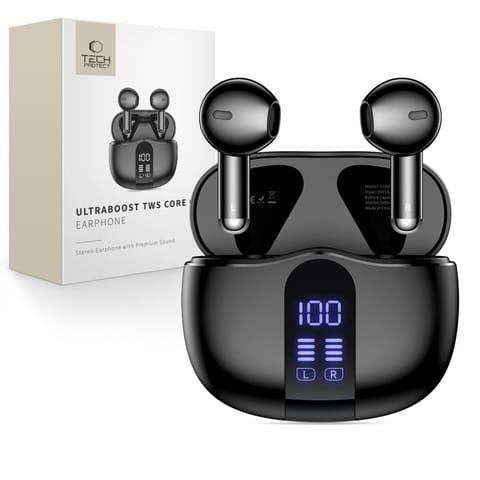 ⁨Słuchawki bezprzewodowe z wyświetlaczem w etui UltraBoost TWS Core G2 - czarne⁩ w sklepie Wasserman.eu