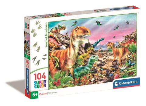 ⁨Puzzle 104 Super Color KRAINA DINOZAURÓW Clementoni 25768⁩ w sklepie Wasserman.eu