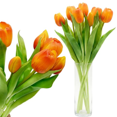⁨BUKIET 7 TULIPANÓW POMARAŃCZOWYCH 31CM JAK ŻYWYCH DEKORACJA WIOSENNA⁩ w sklepie Wasserman.eu
