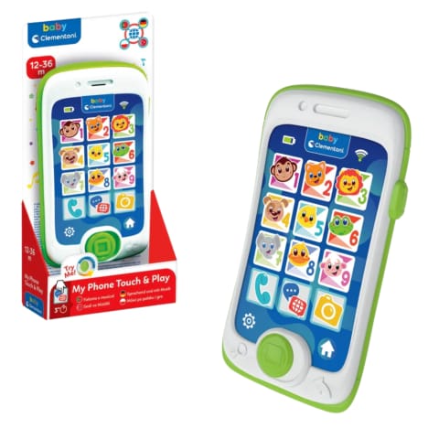 ⁨Mój Pierwszy Telefon Mówiący Smartfon Dotykowy Język Polski Niemiecki Turecki Portugalski Clementoni 17531⁩ w sklepie Wasserman.eu