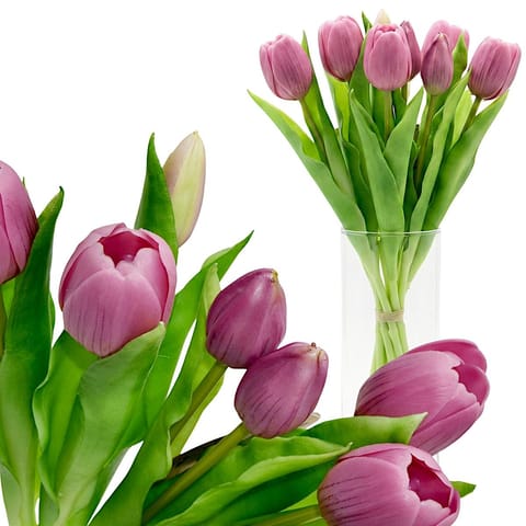 ⁨BUKIET 7 TULIPANÓW JASNO FIOLETOWYCH 31CM JAK ŻYWYCH DEKORACJA WIOSENNA⁩ w sklepie Wasserman.eu