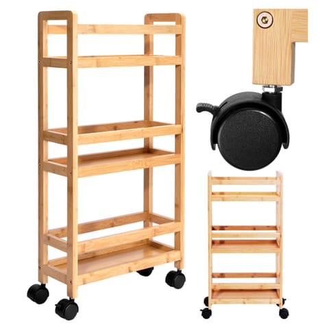⁨Regał na kółkach bambusowy INAKI 3 poziomy natural⁩ w sklepie Wasserman.eu