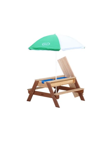 ⁨AXI Stół Piknikowy Nick z Ławką i Parasolem oraz Pojemnikami na Wodę/Piasek⁩ w sklepie Wasserman.eu