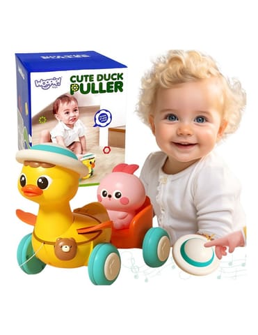 ⁨WOOPIE BABY Żółta Kaczuszka z Różowym Króliczkiem w Przyczepce do Ciągnięcia⁩ w sklepie Wasserman.eu