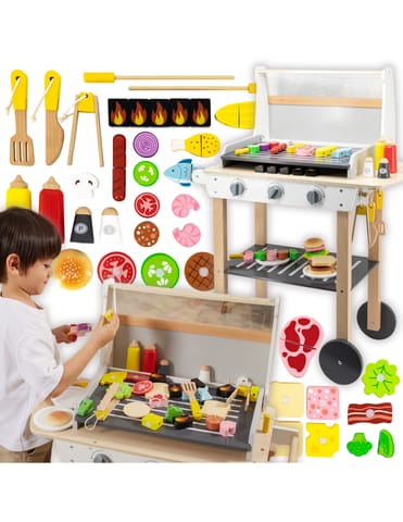 ⁨VIGA Duży Drewniany Grill dla Dzieci + 47  Akcesoriów⁩ w sklepie Wasserman.eu