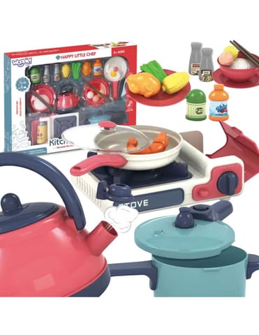 ⁨WOOPIE Zestaw Kuchenny Pomocnik Kucharza Kuchnia Gazowa Garnek Patelnia Czajnik Akcesoria⁩ w sklepie Wasserman.eu
