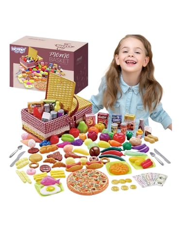 ⁨WOOPIE Kosz Piknikowy Owoce Warzywa Fast Food Zestaw XXL 103el.⁩ w sklepie Wasserman.eu