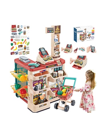 ⁨WOOPIE Sklep Supermarket z Wózkiem Sklepowym Waga Kasa Skaner + 48 Akc.⁩ w sklepie Wasserman.eu