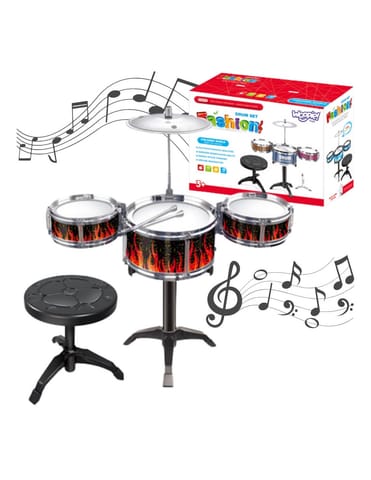 ⁨WOOPIE Perkusja Edukacyjna dla Dzieci 3 Bębny 1 Talerz + Taboret⁩ w sklepie Wasserman.eu