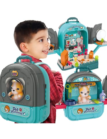 ⁨WOOPIE Zestaw Małego Weterynarza 3w1 Domek w Plecaku Piesek⁩ w sklepie Wasserman.eu