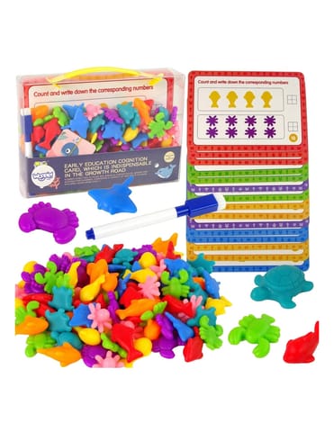 ⁨WOOPIE Zestaw Edukacyjny Nauka Liczenia Montessori Sorter Kolorów Morska Kraina 111 el.⁩ w sklepie Wasserman.eu