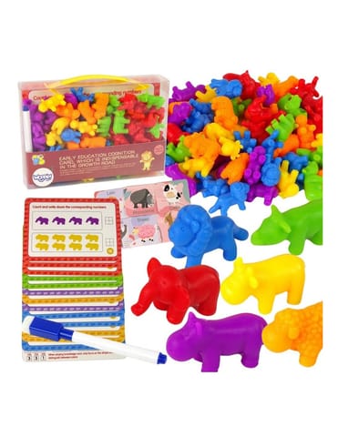 ⁨WOOPIE Zestaw Edukacyjny Nauka Liczenia Montessori Sorter Kolorów Zwierzęta 83 el.⁩ w sklepie Wasserman.eu