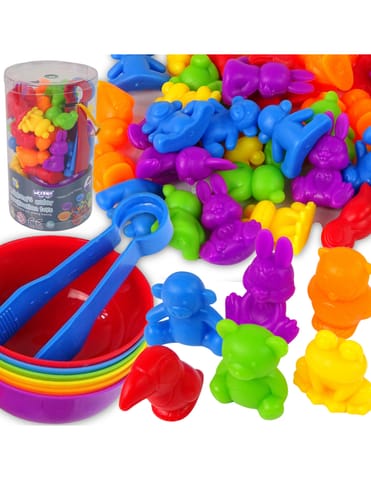 ⁨WOOPIE Gra Edukacyjna Montessori Sorter Kolorów Zwierzęta 44 el.⁩ w sklepie Wasserman.eu