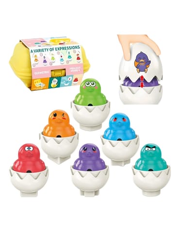 ⁨WOOPIE Układanka Sorter Montessori Dopasuj Kształty Zabawne Kurczaczki Jajka 6szt⁩ w sklepie Wasserman.eu