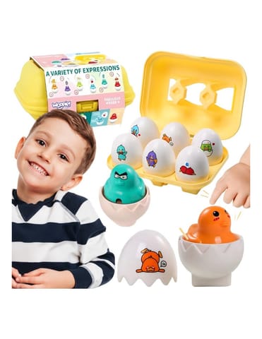 ⁨WOOPIE Układanka Sorter Montessori Dopasuj Kształty Zabawne Kurczaczki Jajka 6szt⁩ w sklepie Wasserman.eu