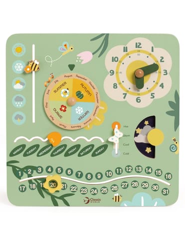 ⁨CLASSIC WORLD Drewniana Tablica Manipulacyjna "Mój pierwszy kalendarz" Zegar dla Dzieci⁩ w sklepie Wasserman.eu