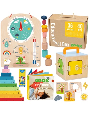 ⁨Tooky Toy Edukacyjne Pudełko Montessori Układanka Liczydło Tablica Pogody 6w1 od 3 Lat⁩ w sklepie Wasserman.eu