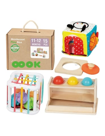⁨WOOPIE GREEN Pudełko Box 5w1 Montessori Edukacujny 11-12M FSC⁩ w sklepie Wasserman.eu