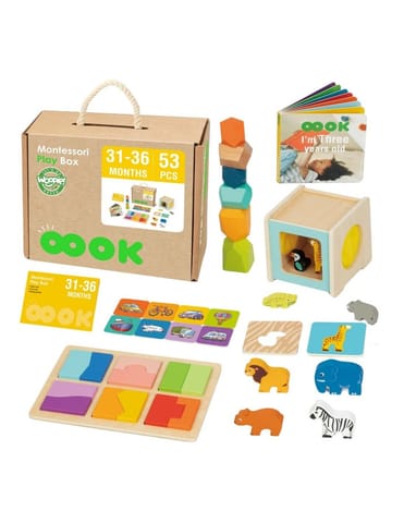 ⁨WOOPIE GREEN Box Pudełko XXL Montessori Edukacyjne 7w1 Sensoryczne 31-36 Mies. FSC⁩ w sklepie Wasserman.eu