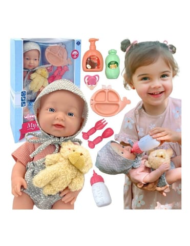 ⁨WOOPIE ROYAL Lalka Bobas 36 cm w Ubranku z Misiem Akcesoria do Karmienia⁩ w sklepie Wasserman.eu