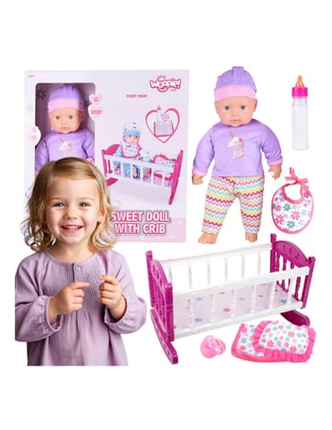 ⁨WOOPIE ROYAL Zestaw XL Opiekunka Lalka Jednorożec z Kołyską i Zestawem do Karmienia⁩ w sklepie Wasserman.eu