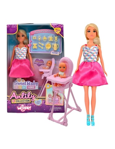 ⁨WOOPIE ROYAL Lalka Lily Bobas Krzesełko do Karmienia Zestaw Akcesoria⁩ w sklepie Wasserman.eu