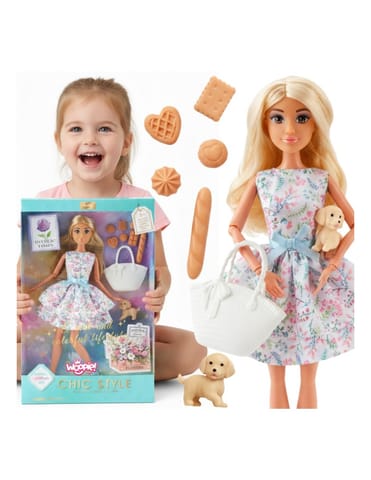 ⁨WOOPIE ROYAL Lalka Lily 30 cm Wiosenna Suknia Akcesoria Piesek Piknik⁩ w sklepie Wasserman.eu