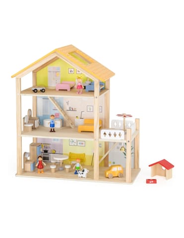 ⁨VIGA Zestaw Drewniany Domek dla Lalek z Laleczkami i Akcesoriami⁩ w sklepie Wasserman.eu