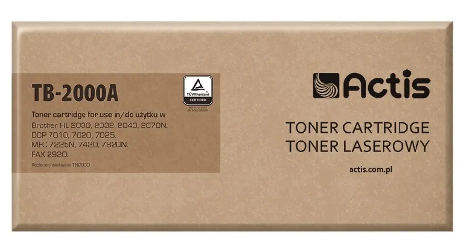 ⁨Actis TB-2000A Toner (zamiennik Brother TN-2000/TN-2005; Standard; 2500 stron; czarny)⁩ w sklepie Wasserman.eu