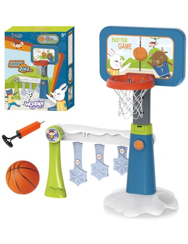 ⁨WOOPIE Zestaw 2w1 Koszykówka Bramka do Piłki Nożnej + Piłka + Pompka⁩ w sklepie Wasserman.eu