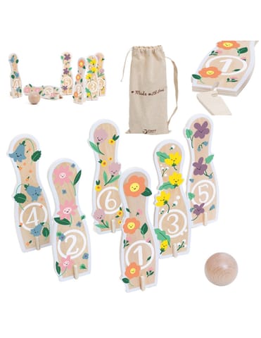 ⁨CLASSIC WORLD Wooden Bowling Game for Children 6 pcs + Ball⁩ w sklepie Wasserman.eu