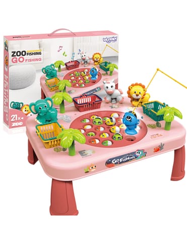 ⁨WOOPIE Gra Zręcznościowa Łowienie Ryb Interaktywny Stolik Różowy⁩ w sklepie Wasserman.eu