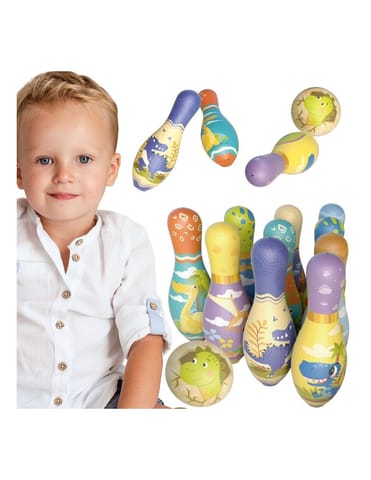 ⁨WOOPIE Gra Zręcznościowa Kręgle Miękkie Soft Dinozaury Zestaw 12el.⁩ w sklepie Wasserman.eu