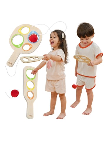 ⁨VIGA Drewniany Zestaw Paletek do Gry Złap Piłkę z Punktacją⁩ w sklepie Wasserman.eu