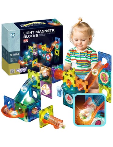 ⁨WOOPIE Klocki Magnetyczne Tor Kulkowy Świetlny 49 el.⁩ w sklepie Wasserman.eu