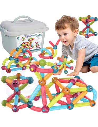 ⁨WOOPIE Magnetyczne Klocki Konstrukcyjne Edukacyjne 76 el.⁩ w sklepie Wasserman.eu