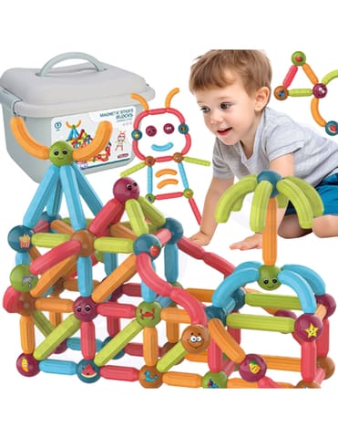 ⁨WOOPIE Magnetyczne Klocki Konstrukcyjne Edukacyjne 128 el.⁩ w sklepie Wasserman.eu