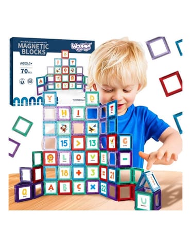 ⁨WOOPIE Przestrzenne Klocki Magnetyczne Nauka Liter 70 Elementów⁩ w sklepie Wasserman.eu